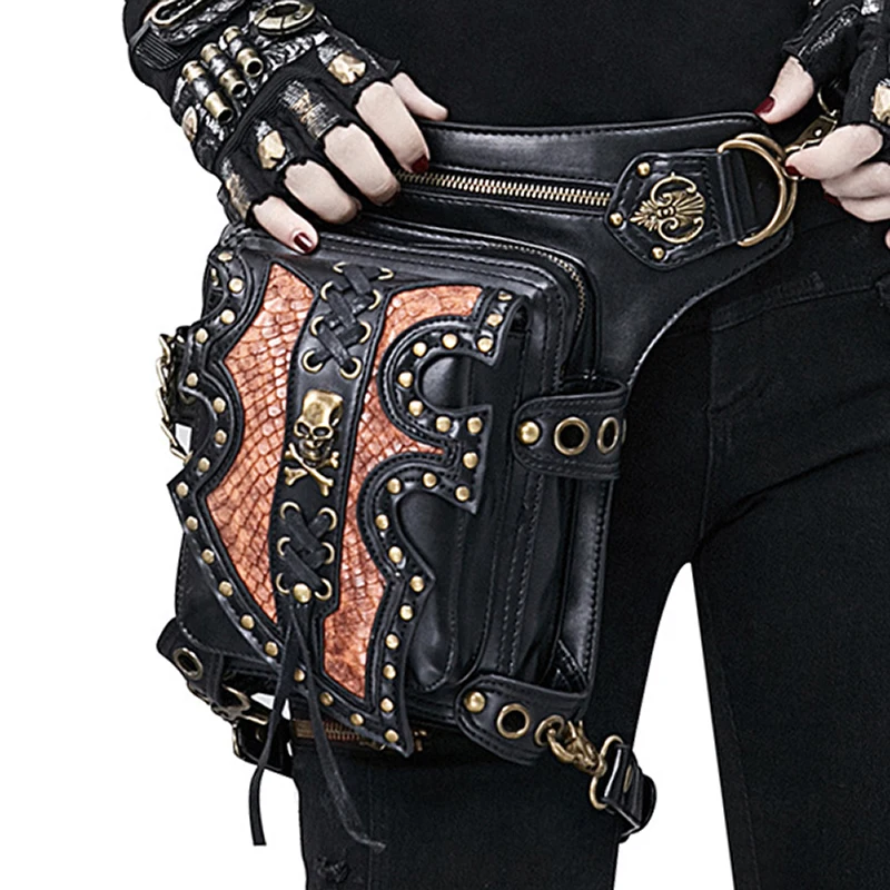 

Steampunk Women Waist Bag Motorcycle Drop Leg Bags for Male Punk Rock Thigh Belt Hip Bag Messenger Shoulder Crossbody Back Pack