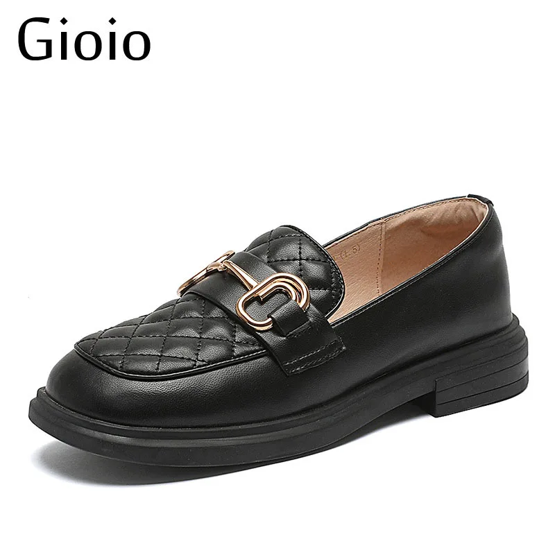 Gioio Wome English style leather shoes lady loafer flat loafer Spring and Autumn 2021 Women's Causal muller single shoe