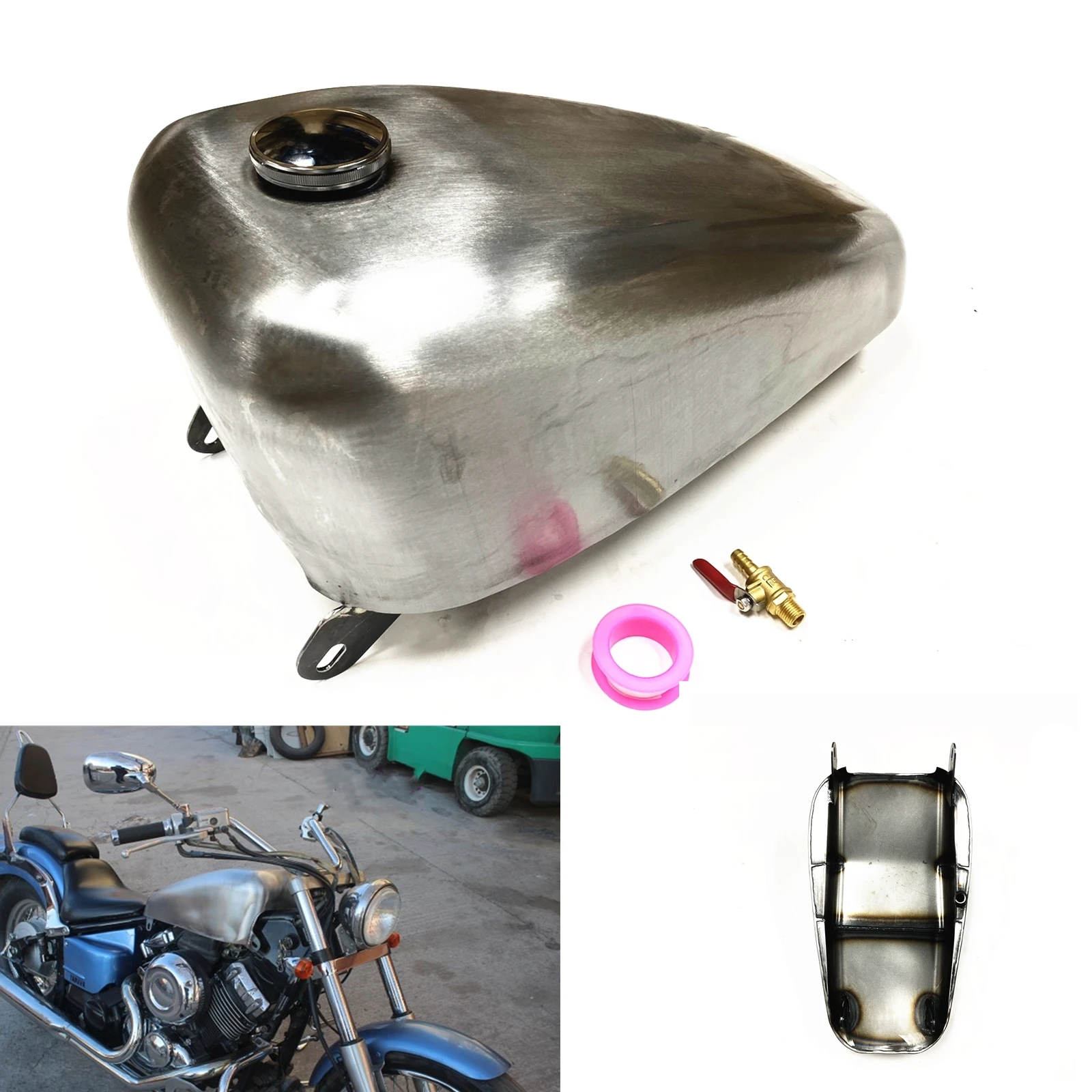 Petrol Gas Fuel Tank For YAMAHA DRAG STAR 400 540 650 Motorcycle Handmade Modified 4CM 8CM Depth Motorbike Gasoline Can With Cap