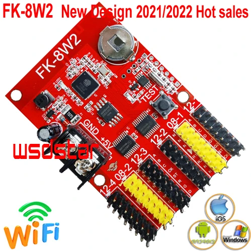 FK FK-8W2 WIFI 2*HUB08+4*HUB12 1024*64 2048*32 Single color Dual color LED controller card HD-W62 Hot Sales Replace FK-7W2a