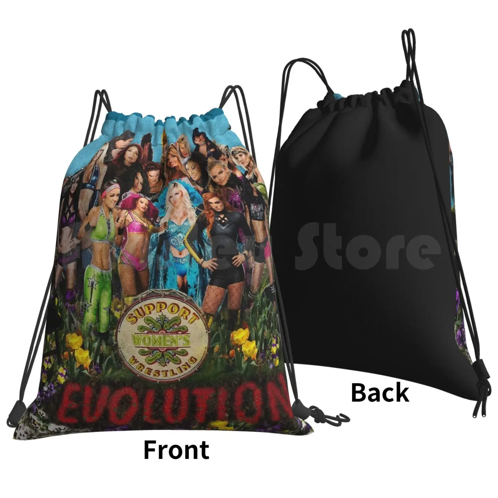 Sgt Peppers Women Wrestling Backpack Drawstring Bag Riding Climbing Gym Bag Wrestling Lynch Bayley Sasha Banks Charlotte