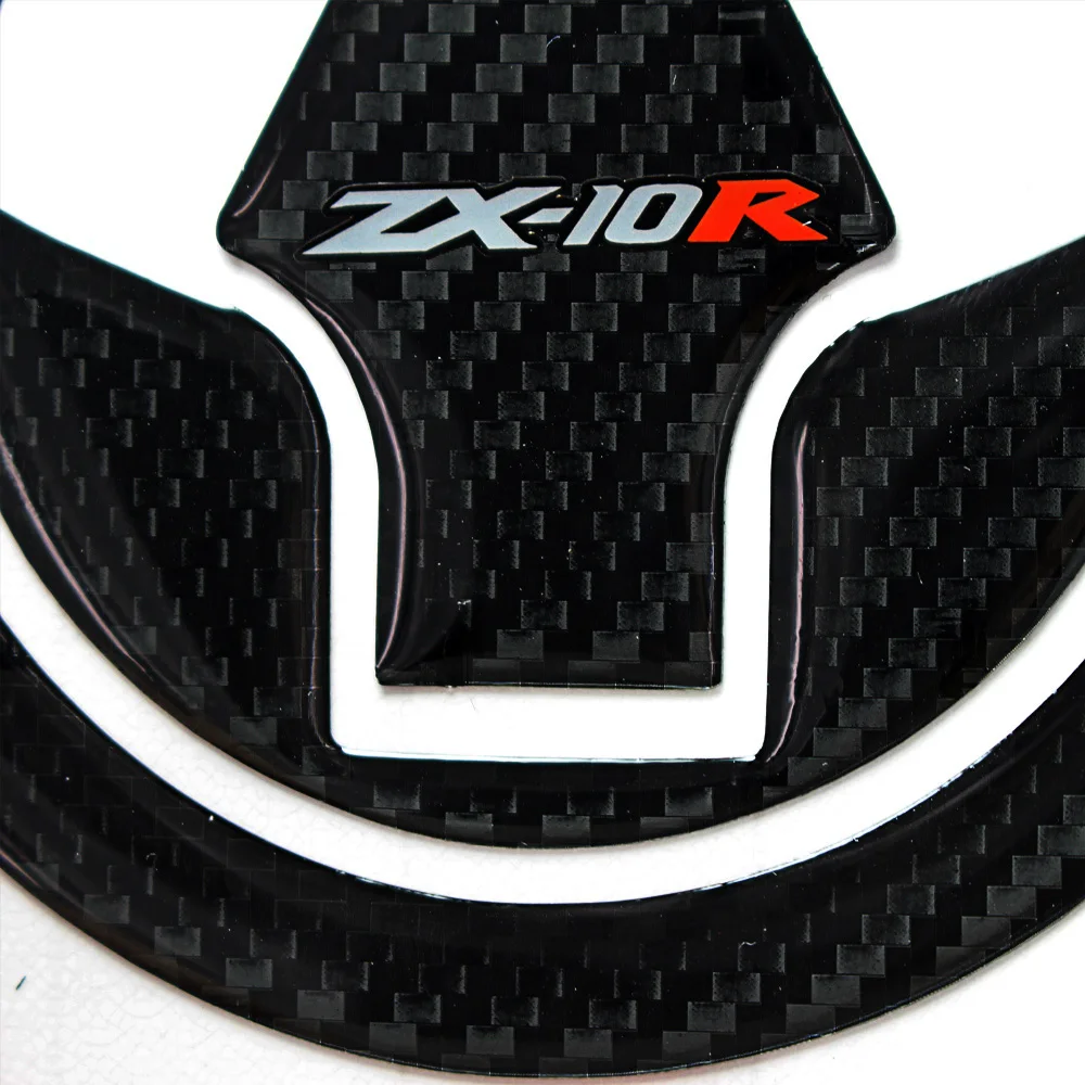 3D Carbon-look Motorcycle Gas Oil Fuel Cap Cover Decal Carbon Fiber Sticker Protect for Kawasaki Ninja ZX-10R ZX10R 2006-2015