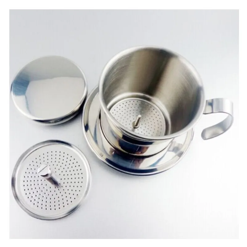 New Drip Pot Integrated Stainless Steel Drip Filter Coffee Pot Coffee Filter Cup Household Drip Pot