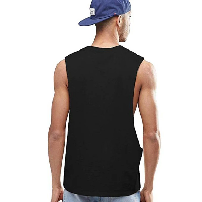 Men's Fitness Sleeveless Vest With Extreme Dropped Armhole Crew Neck Regular Fit Shirts Tank Tops