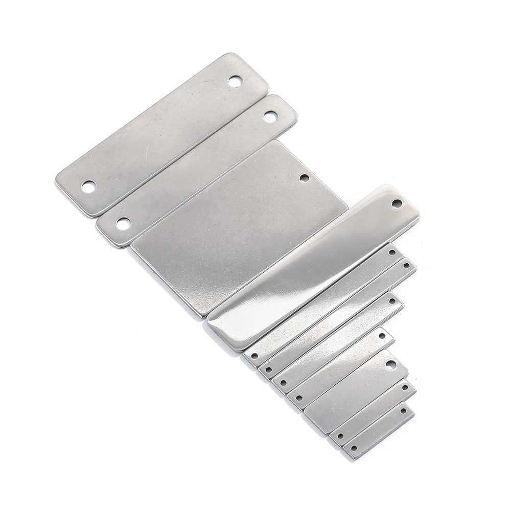 10 יח'\סט נירוסטה מלוטש קסמי ריבועי עבור DIY תכשיטי אביזרי התאמה אישית טקסט מותאם אישית Keychain ביצוע