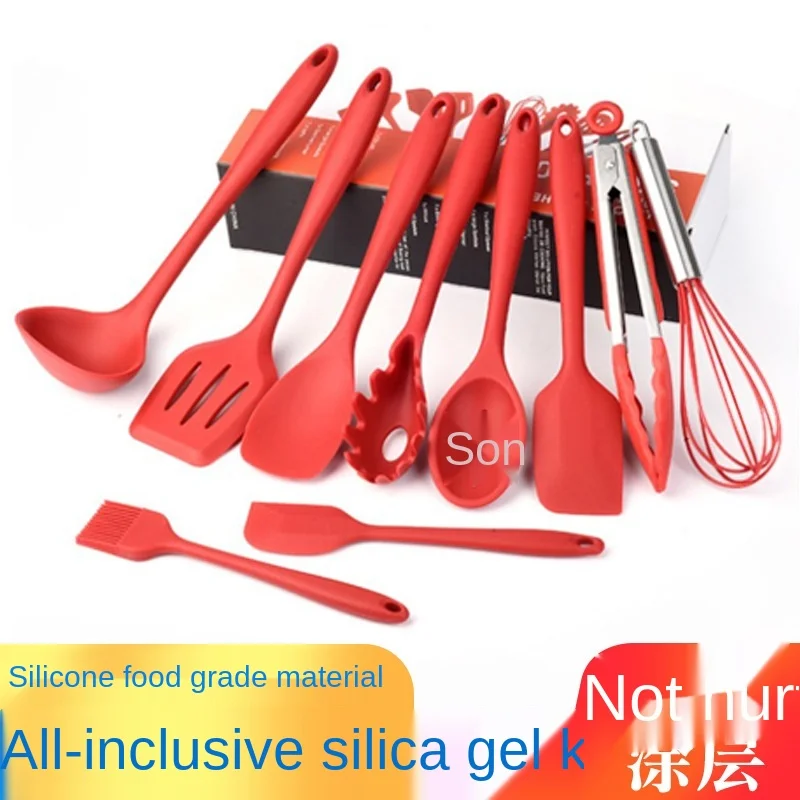 Kitchen Accessories Silicone Kitchenware 10 Piece Set Kitchenware Non Stick Pot Cooking Shovel Spoon All in One Silicone Feature