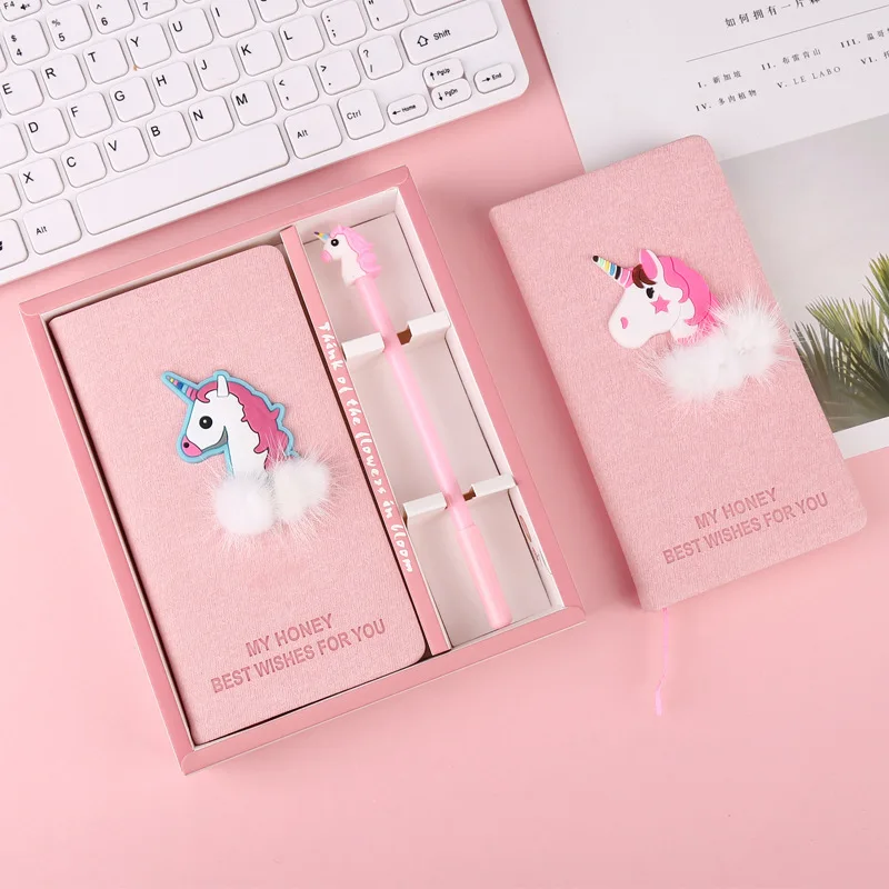 1 PCs Cartoon Unicorn Flamingo Notebook Gel Pens Student Hand Book Diary Notepad Creative School Supplies Stationery Wholesale