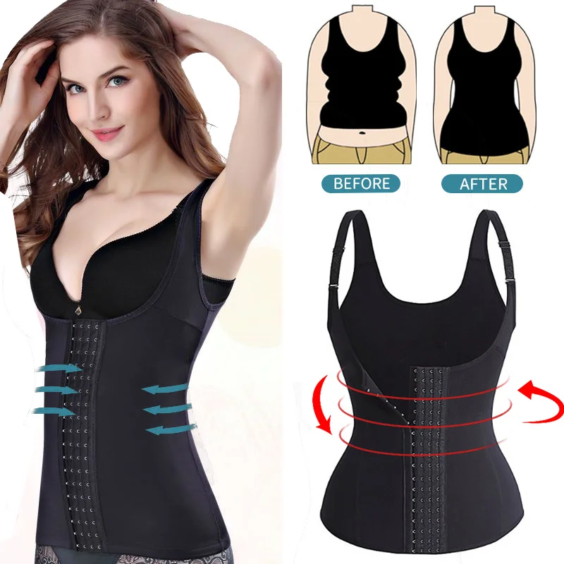 

Women Waist Trainer Underbust Corset Steel Boned Shapewear Vest Tummy Control Girdle Body Shaper Waist Cincher Slimming Tank Top