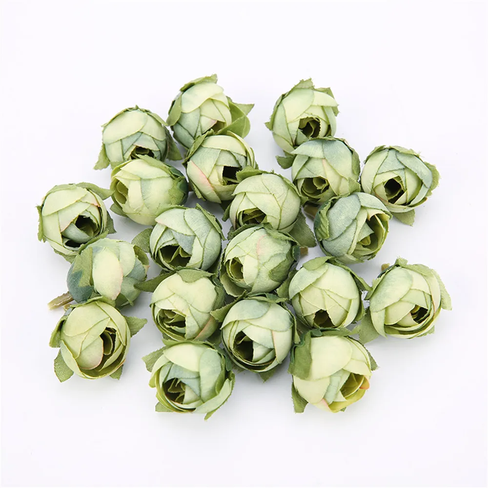 10Pcs Vintage Artificial Silk Rose Tea Buds Flowers Bud DIY Crafts Wedding Room Decor Valentine\'s Day Christmas Party Decoration