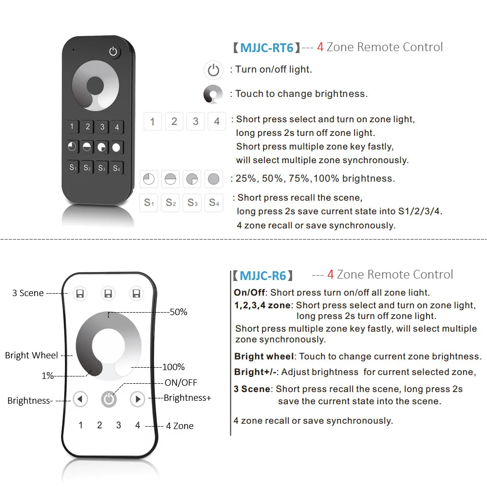 V1-L LED Dimmer DC 12V 24V Stepless Dimming Switch Controller Wifi Wireless Remote Single Color LED Strip Light Push Dimmer