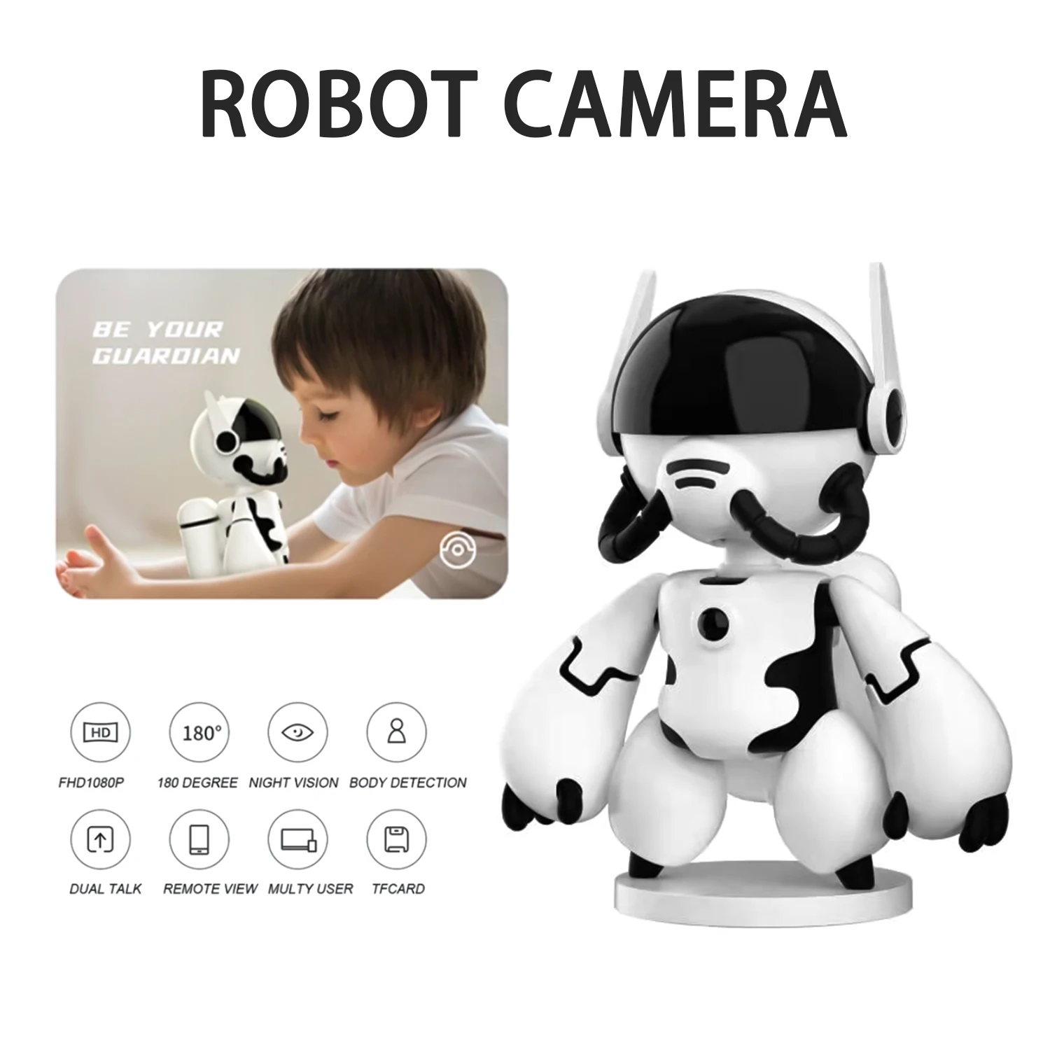 Wireless intelligent 1080P HD  Childern's robot Camera with Wifi home security camera Wide Angle App Remote Cam