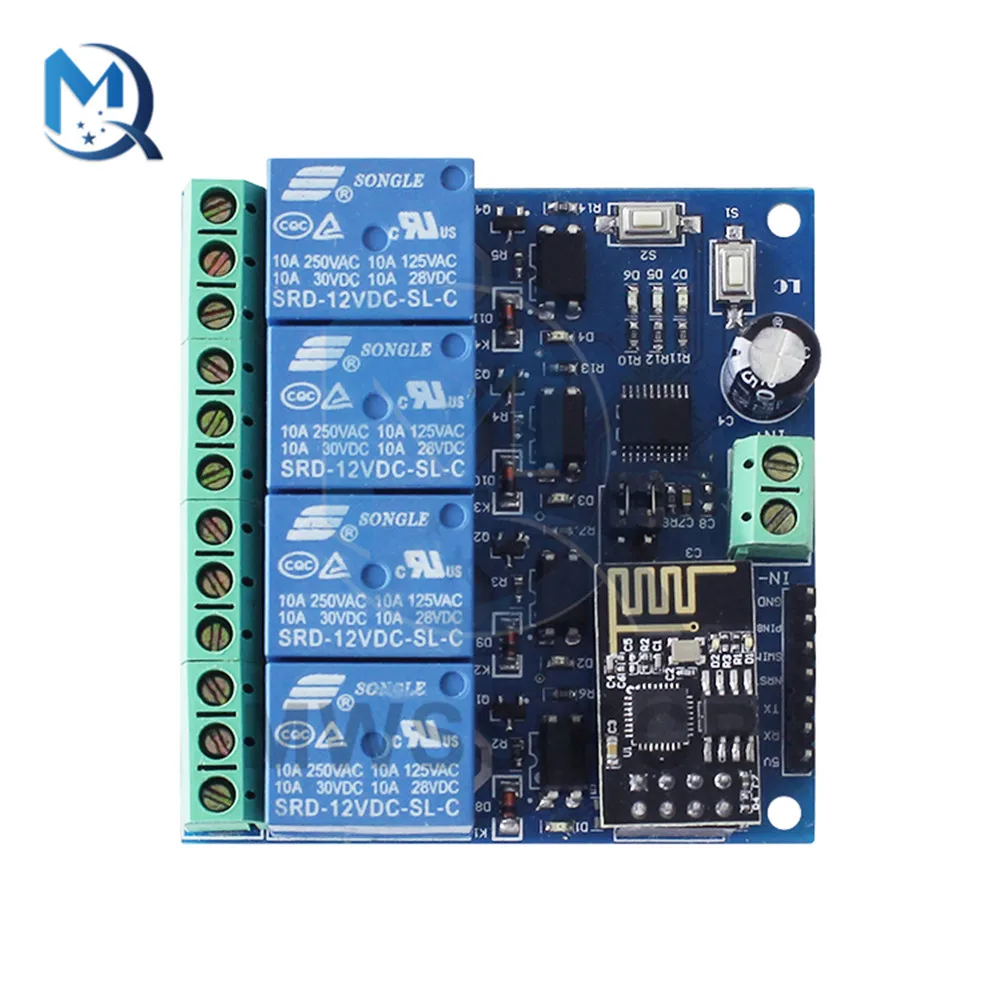 DC 12V ESP8266 ESP-01 WiFi Relay Module 4-Channel For Smart Home APP Controller Relay Module