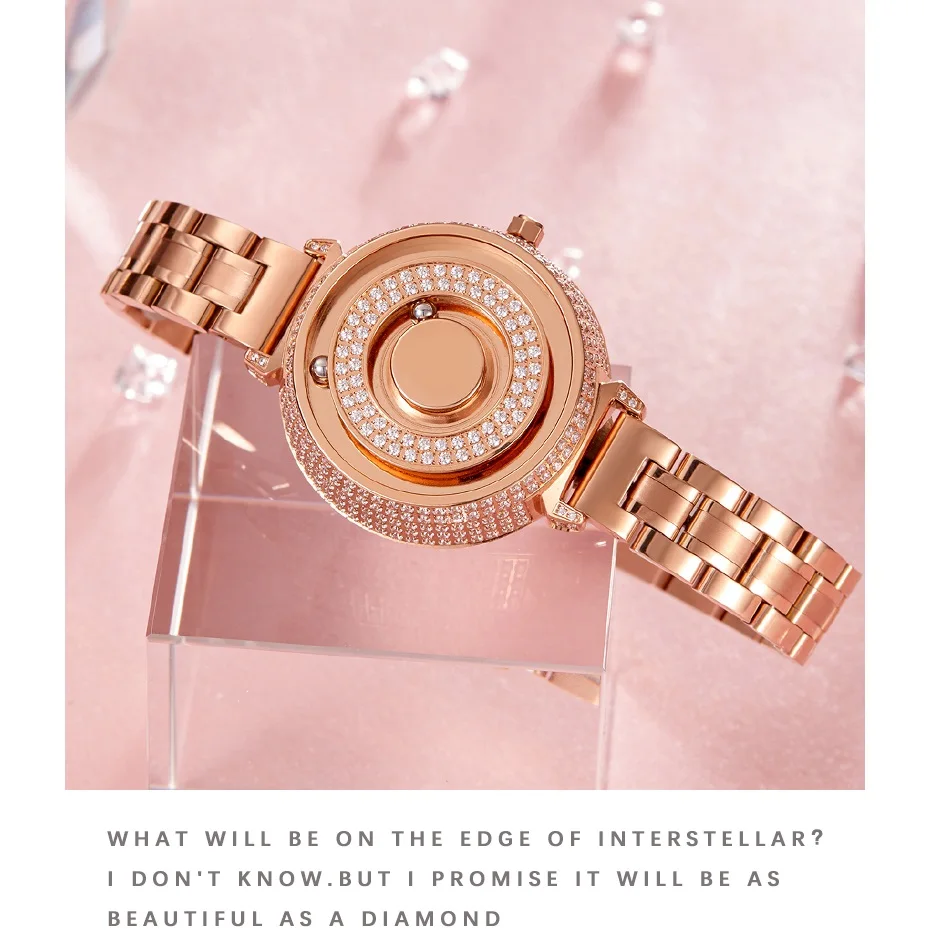 Diamond Watches Women EUTOUR E035, Fashion Luxury Rose Watch for Women Casual Waterproof Quartz Ladies Stainless Steel Watch