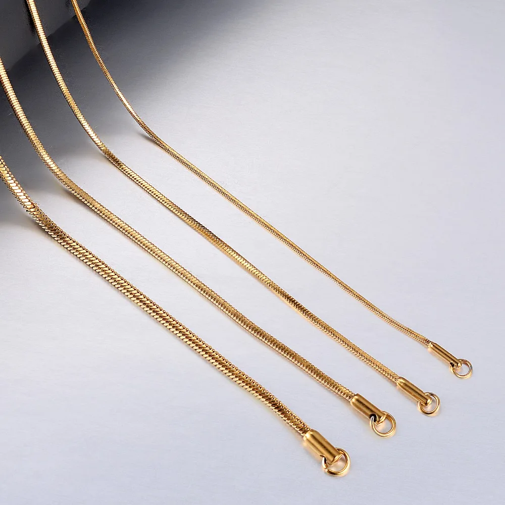 1 Stück, Breite 0,9 mm/1,2 mm/1,5 mm, goldfarbene quadratische Schlangenkette, Halskette für Männer und Frauen, Schmuck aus 316 Edelstahl. – Detail 3