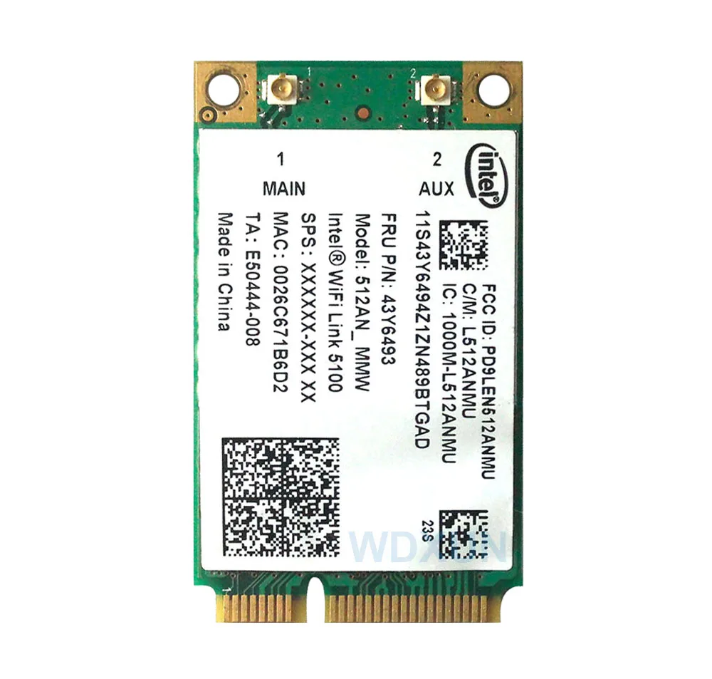 Intel 5100an 512an 5100agnmmw mini pci-e wlanワイヤレスカードフランス: ibom g430 g450 y430 y450 x200 x300t400ラップトップ用43y6461