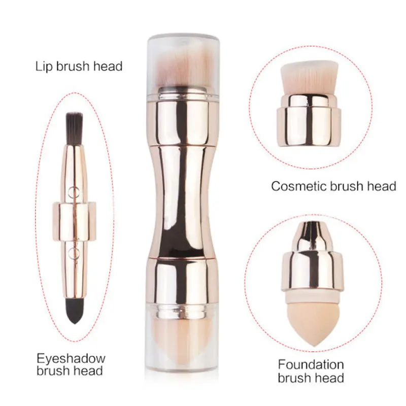 4 In 1 Multi-funzionale Spazzola di Trucco Dell'ombretto del Labbro Blush, Fard Smudge Brush Pennello Cosmetico Portatile Professionale Viso Maquiagem