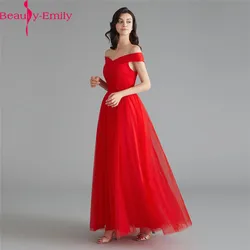 Beauty Emily-vestidos de dama de honor elegantes, de talla grande fiesta de boda Vestido largo de, vestido de dama de honor azul real, bata de tul