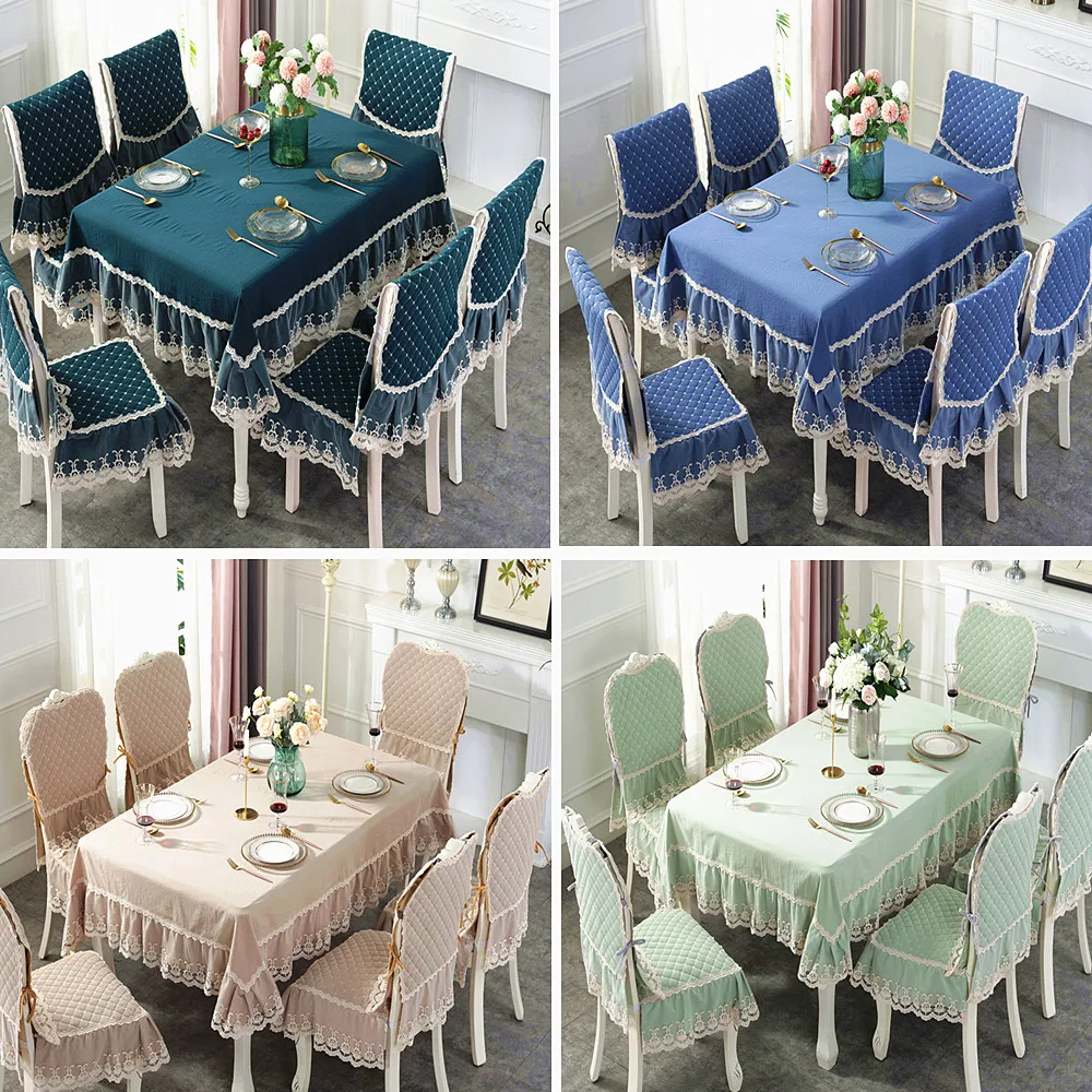 

European Classical Table Cloth Rectangular High Quality Luxury Cotton Tablecloth Chair Cover Wedding Christmas Decor Sequin A2