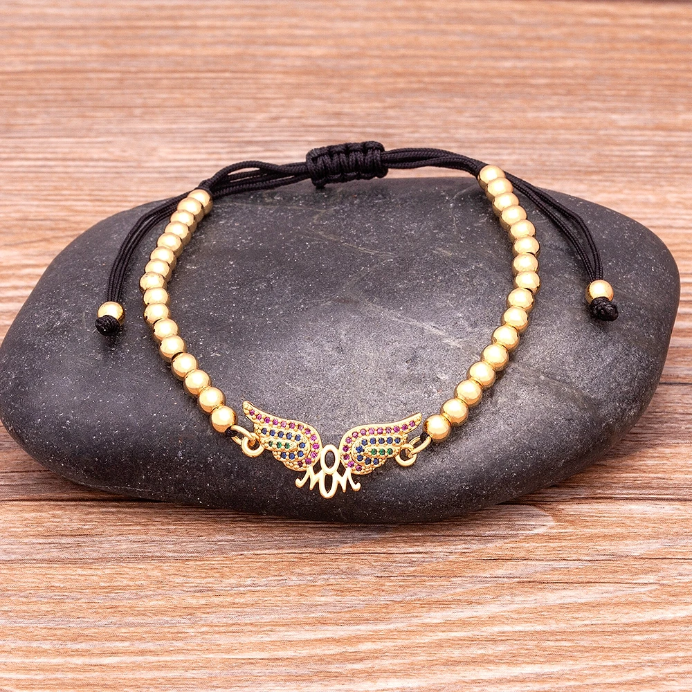 Picture 7: Nidin New Arrival Mom Mama Handmade Rope Bracelets Heart Butterfly Shape  Zircon Luxury Mother‘S Day Jewelry Gift Adjustable