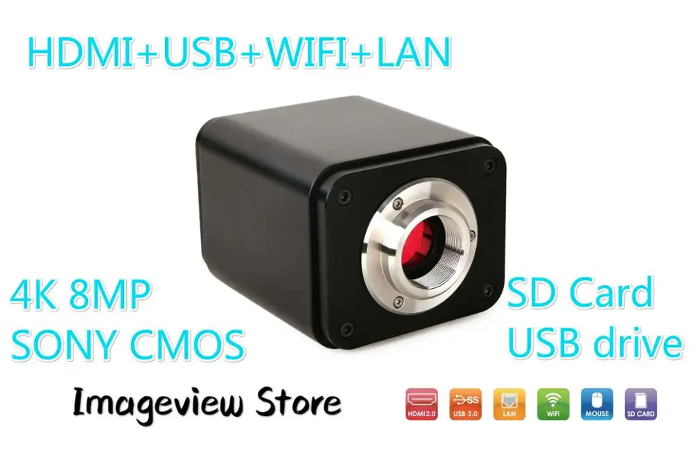 

X7CAM4K8MPB 4K 8MP 75 кадров в секунду с датчиком Sony IMX585 1/1,2 дюйма HDMI + USB + WIFI + LAN Функция Микроскоп с креплением C Окуляр HDMI камера HD