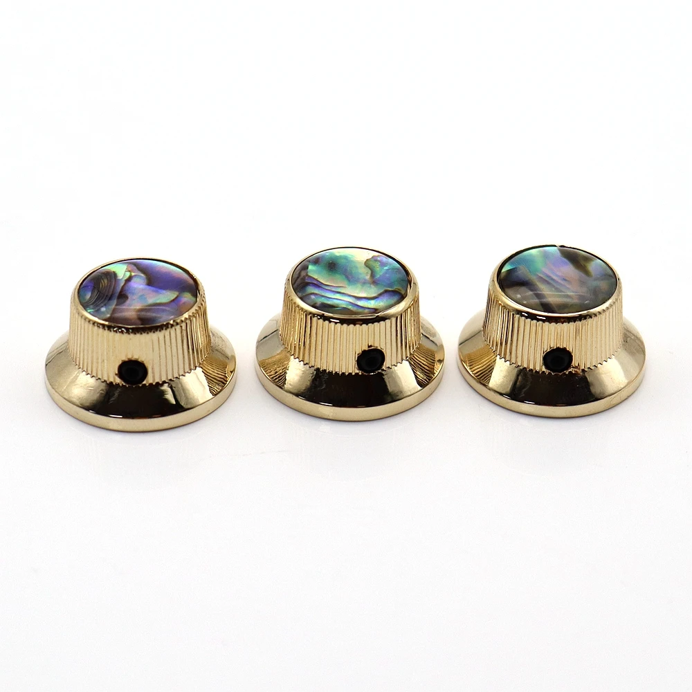 1pcs  Abalone Top Guitar Bass Knobs Strat Metal Knobs for 6mm Shaft Pots 3 colors