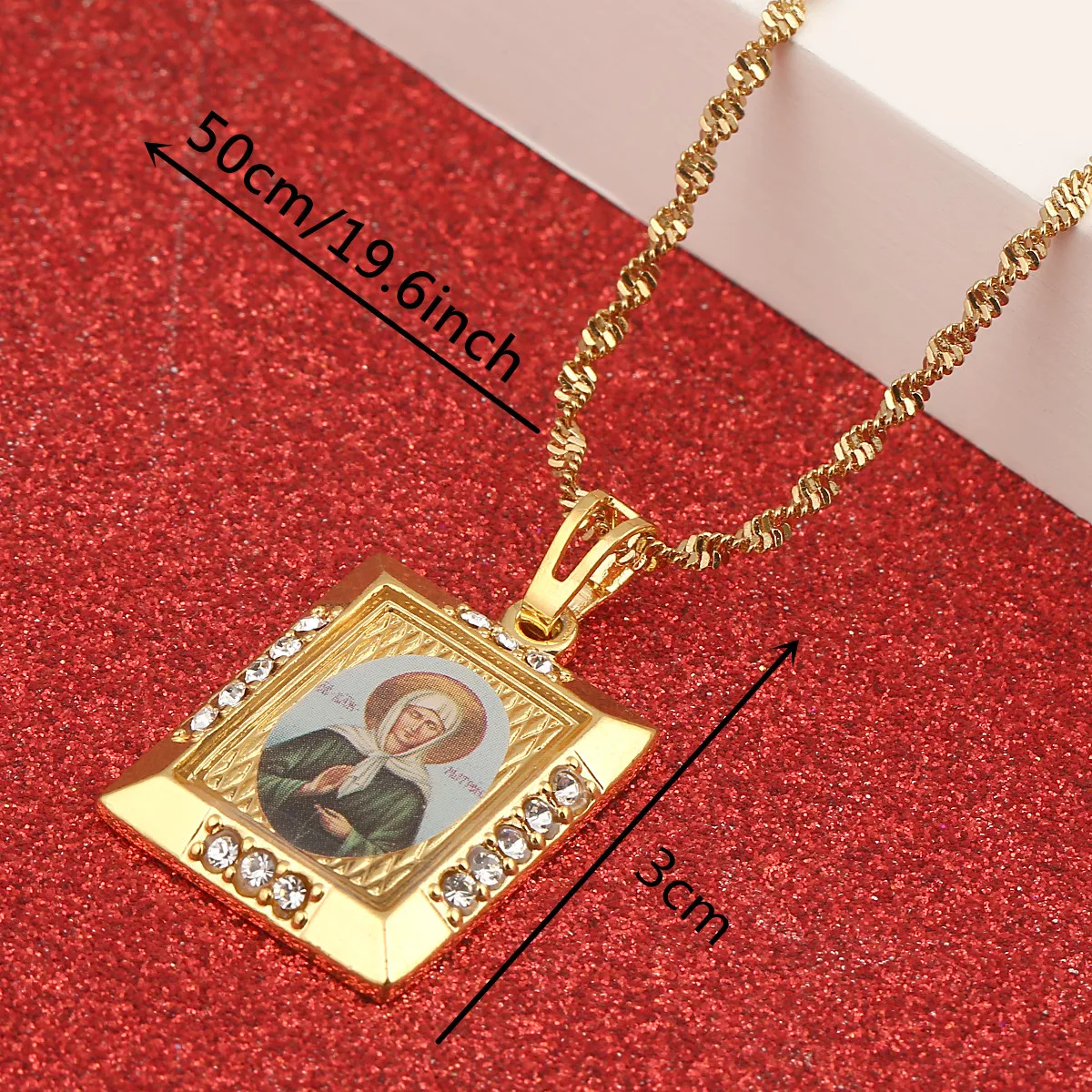 Russia Blessed Matrona of Moscow Pendant Necklaces Gold Color Catholicism Orthodox Virgin Mary Chain Jewelry