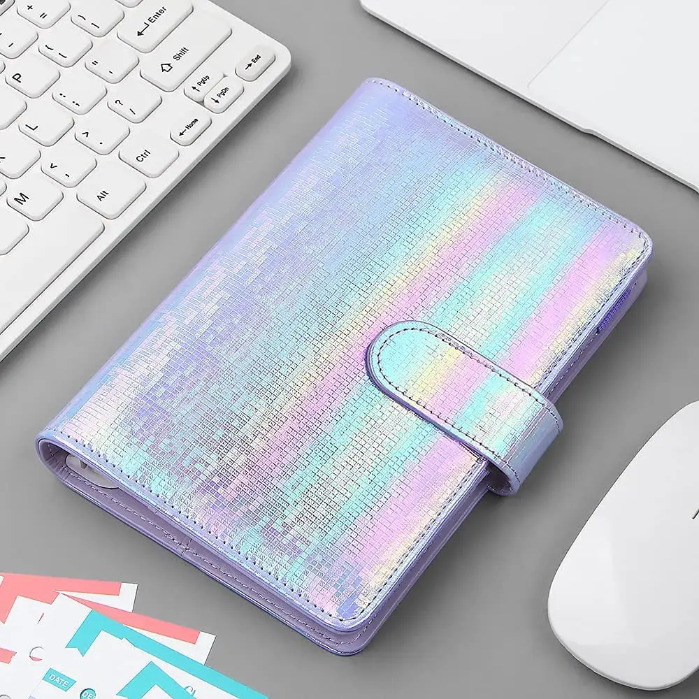 A6 PU Leather Budget Binder Cash Envelopes Planner System with Clear Zipper Pockets,Expense Budget Sheets, Letter Sticker Labels