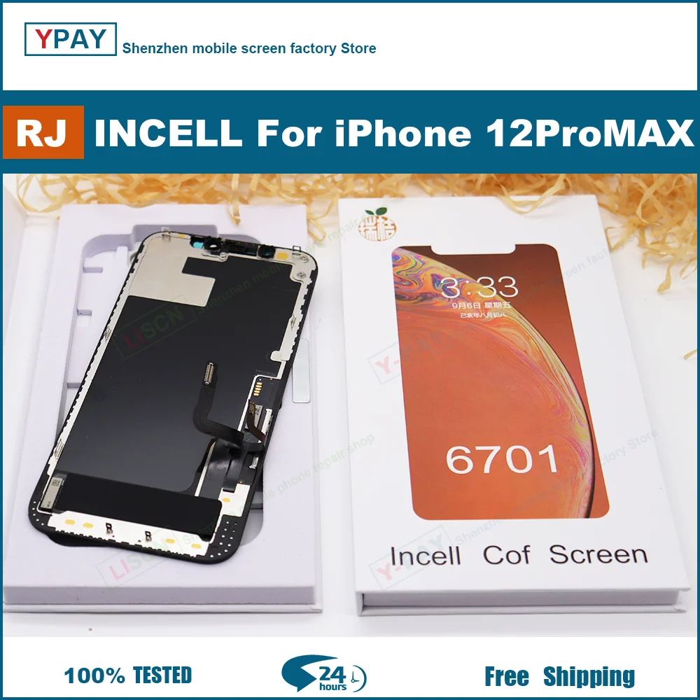 RJ Screen For iPhone X XR XsMax 11 12 13 14 14Plus LCD Display Touch Screen Digitizer Assembly No Dead Pixel Replacement Parts