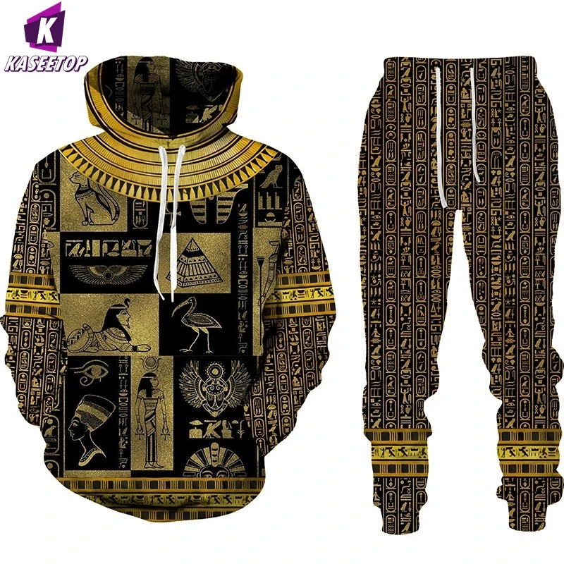 Horus Egyptian God Eye of Egypt Pharaoh Anubis Hoodie Tracksuit Men Clothing Sets Autumn Winter Sweatpants Male Sweatshirt Suit