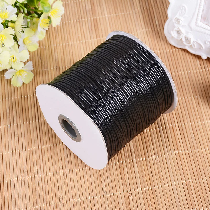 0.5/0.8/1/1.5/2mm Black Waxed Polyester Cotton Cord Waxed Thread Cord String Strap Necklace Rope For Handmade Jewelry Making