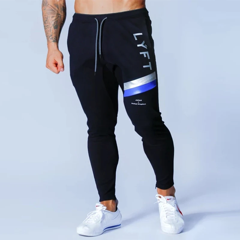 Japan&UK 2020 New SKY BLUE Zipper Pocket Sport Running Men Joggers Bodybuilding Trackpants Sweatpants Gym Training Jogging Pants