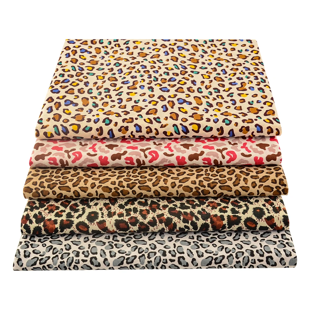 Booksew 2Pcs/Lot DIY Scarf Leopard Print 100% Cotton Twill Fabrics For Sewing Dolls Craft Home Decorations Patchwork Needelwork