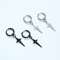 Vnox Basic Cross Stars Dangle Earrings for Men Women Stainless Steel Metal Ear Spring New Gifts Boys Girls Jewelry