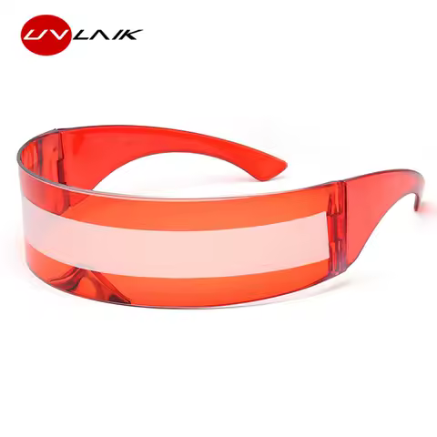 UVLAIK Futuristic Sunglasses Men Women Festival Funny Sunglass Futuristic Wrap Around Monob Costume Party Mask Novelty Glasses