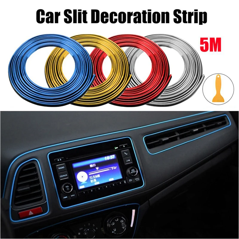 Auto Interior Door Edge Decorative Moulding Strip Car Dashboard Insert Flexible Trim Air Vent Strip 5 Meters Gap Fillers