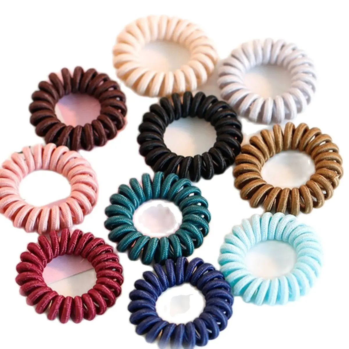 10 farbe Spirale Spule Elastische Haarband Telefonkabel Pferdeschwanz Halter 40mm