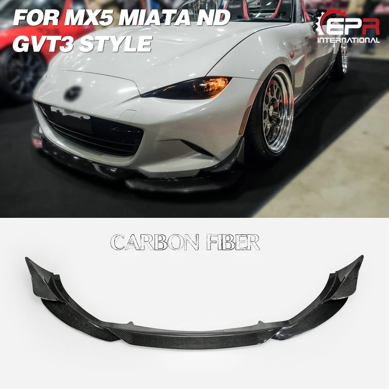 FRP Front Lip Racing For Mazda MX5 Miata ND GVT3 Style Carbon/Glass Fiber Front Lip Body Kit Trim For MX5 Miata Tuning