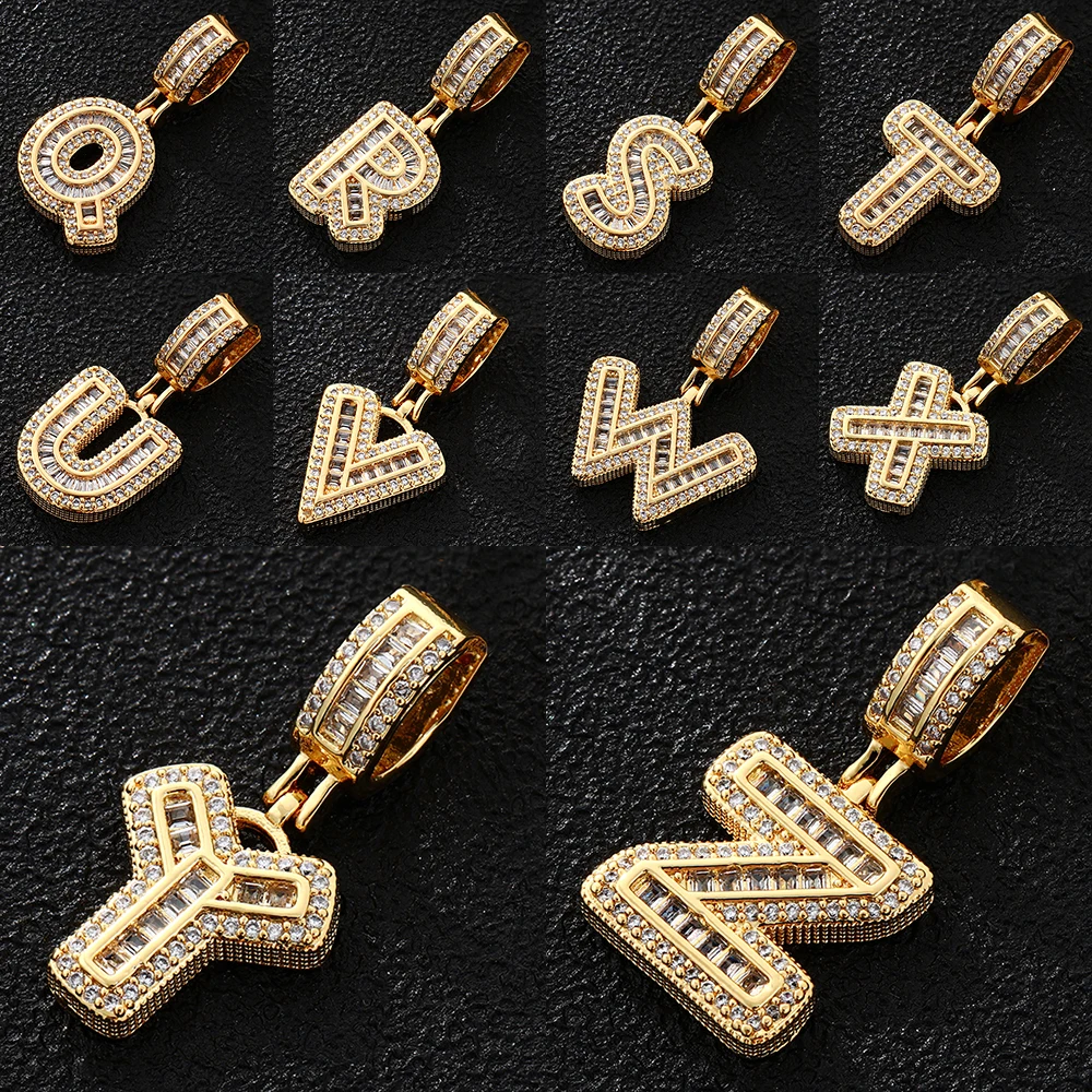 TopBling Savage Initial Letters Necklace Stainless Steel 26 A-Z Pendant Shiny Chain Necklace Hip Hop Men Women Jewelry