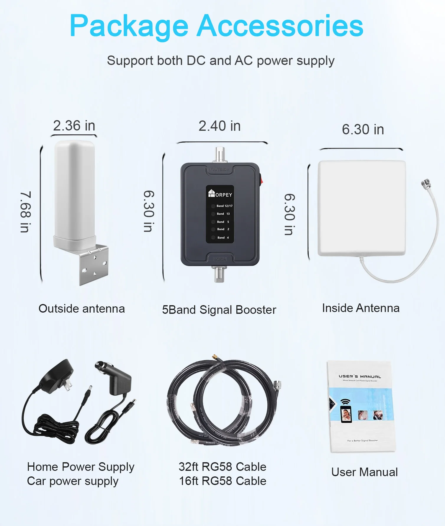 3G 4G LTE Cell Phone Signal Booster 700/850/1700/1900MHz Mobile Repeater for RV Truck Camper Kit Improve Voice Data