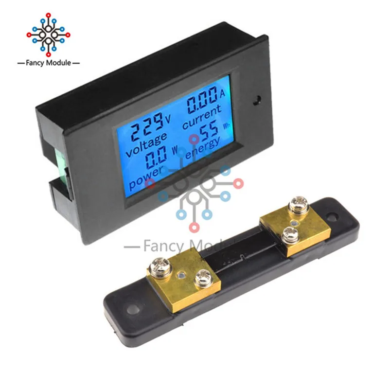 DC 6.5-100v 50A LCD Combo Meter Voltage current KWh Watt Panel Meter Voltmeter 12v 24v 48v Battery Power monitoring + 50A Shunt