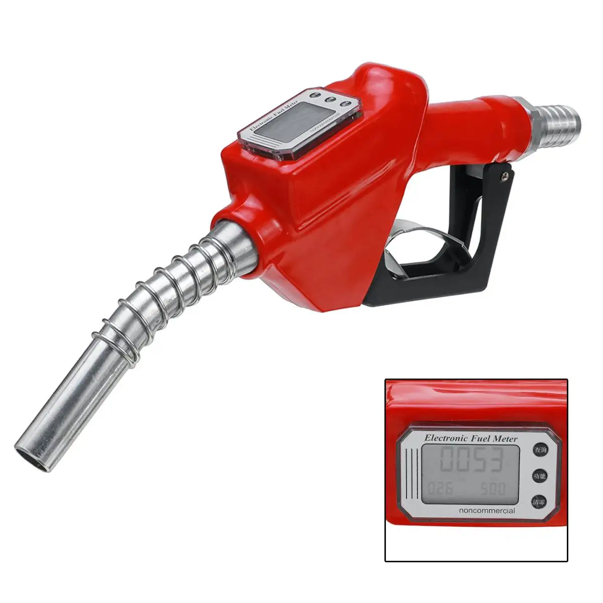 Aluminum Alloy Fuel Gasoline Petrol Oil Delivery Gun Nozzle Dispenser Digital Flow Meter LCD Diaplay 3Gears Refuel Injection Gun