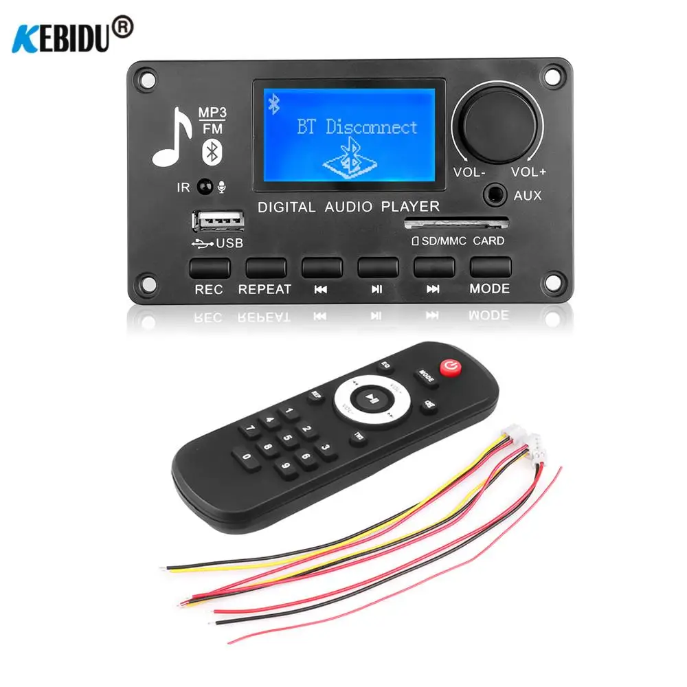 DC 12V MP3 Player Decoder Board Bluetooth 5.0 USB TF BT FM Line In Music MP3 Player Module with LCD Screen Digital Audio Player