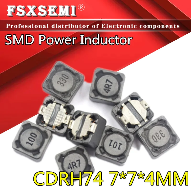 5pcs CDRH74 RH74 SMD Power Inductor  3.3/4.7/6.8/8.2/10/12/15/22/27/33/47/56/68/100/120/150/180/220/330/470/560/680/820/1000UH