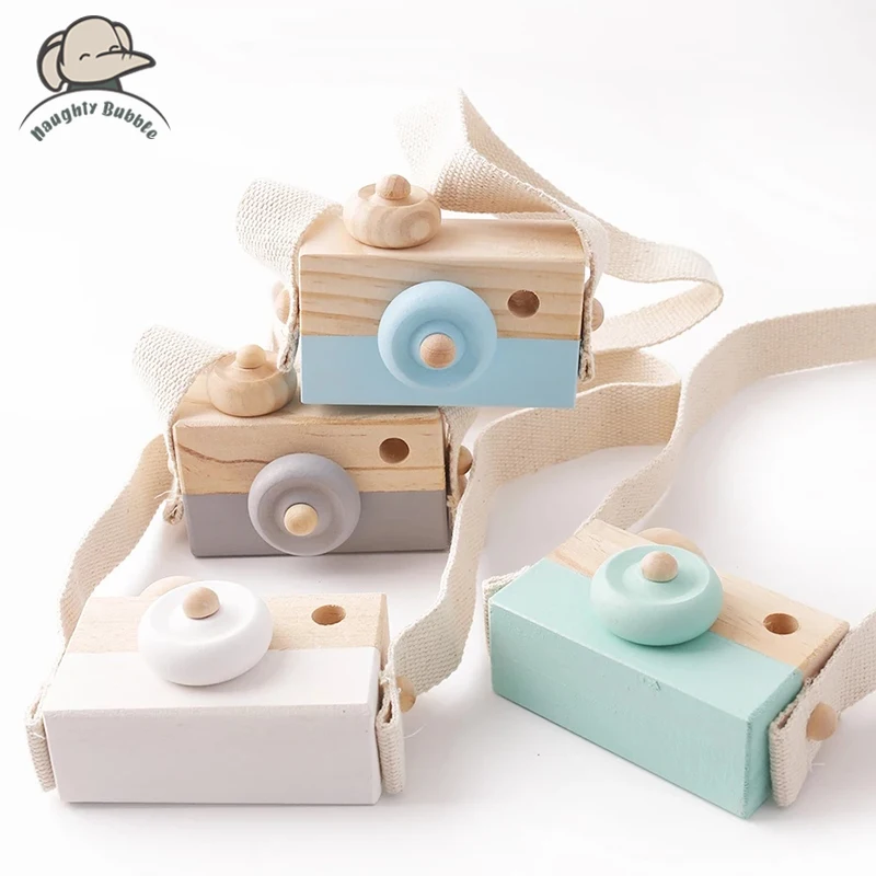 Appareil photo en bois Montessori pour enfants, pendentif nuit de bébé, jouets de bricolage, cadeaux d\'allaitement, jouets d\'extérieur, mode