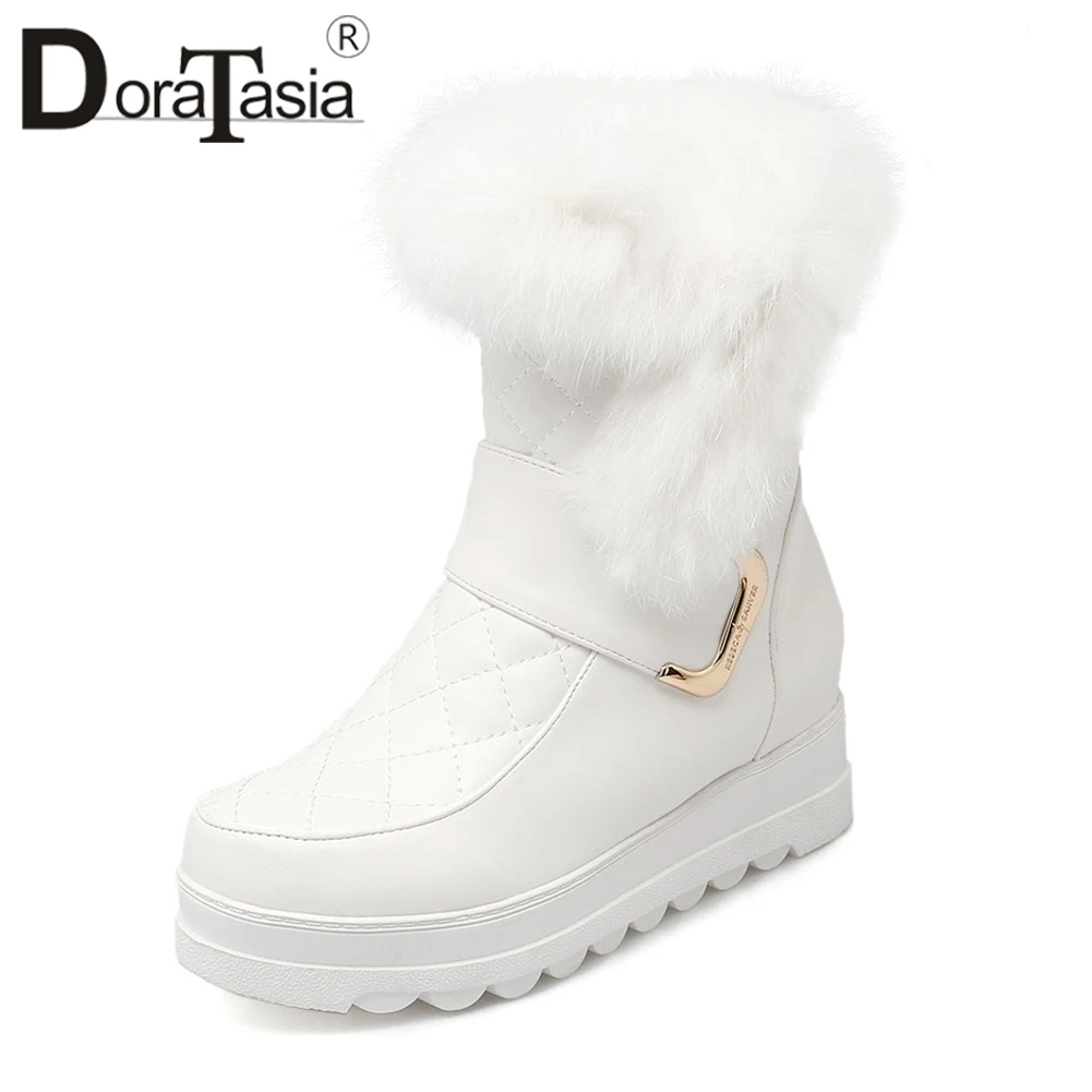 

DORATASIA New Winter 34-43 Casual Flat Platform Snow Boots Women Warm Fur Platform Booties Ladies Height Increasing Shoes Woman