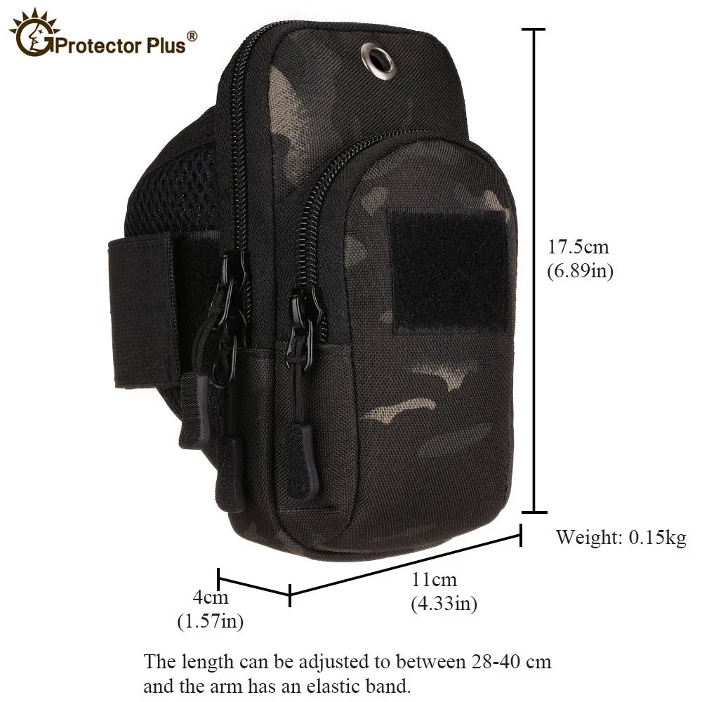 PROTECTOR PLUS Military Tactical 5.5 inches Mobile Phone Running Music Pouch Utility Arm Sport bag Climbing Hunting Cycling