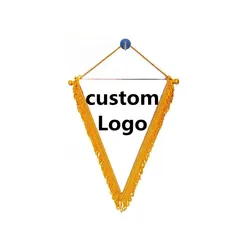 Custom Logo Pennant Football Team Flag High Quality Polyester Triangle Flag Home Decoration  Hanging Silk Banner