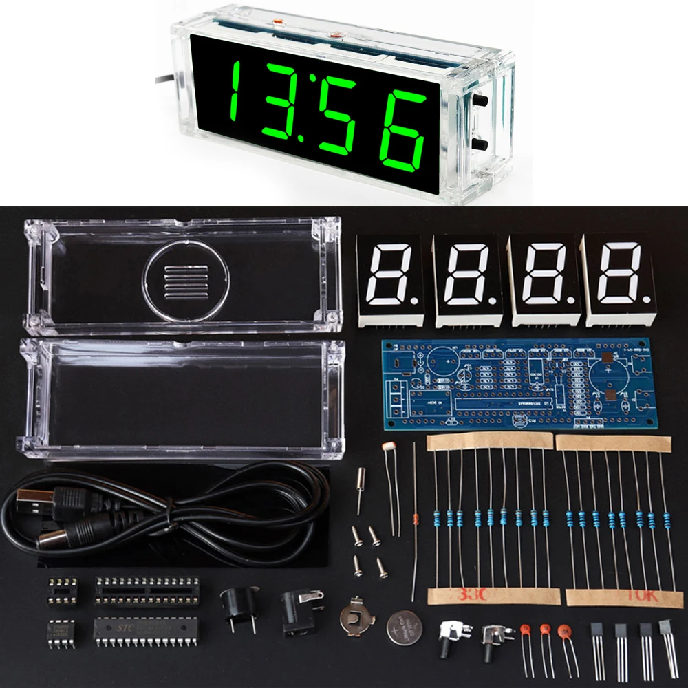 Kit de reloj electrónico para soldar, subjest kit de montaje de circuito de, pantalla de Semana de alarma de temperatura de tubo digital 51MCU