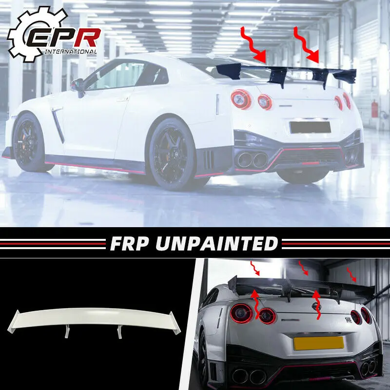 For Nissan GTR R35 GT-R Nsm-Style Ver2 FRP Unpainted Rear Trunk Diffuser GT Spoiler Wing Lip Bodykits