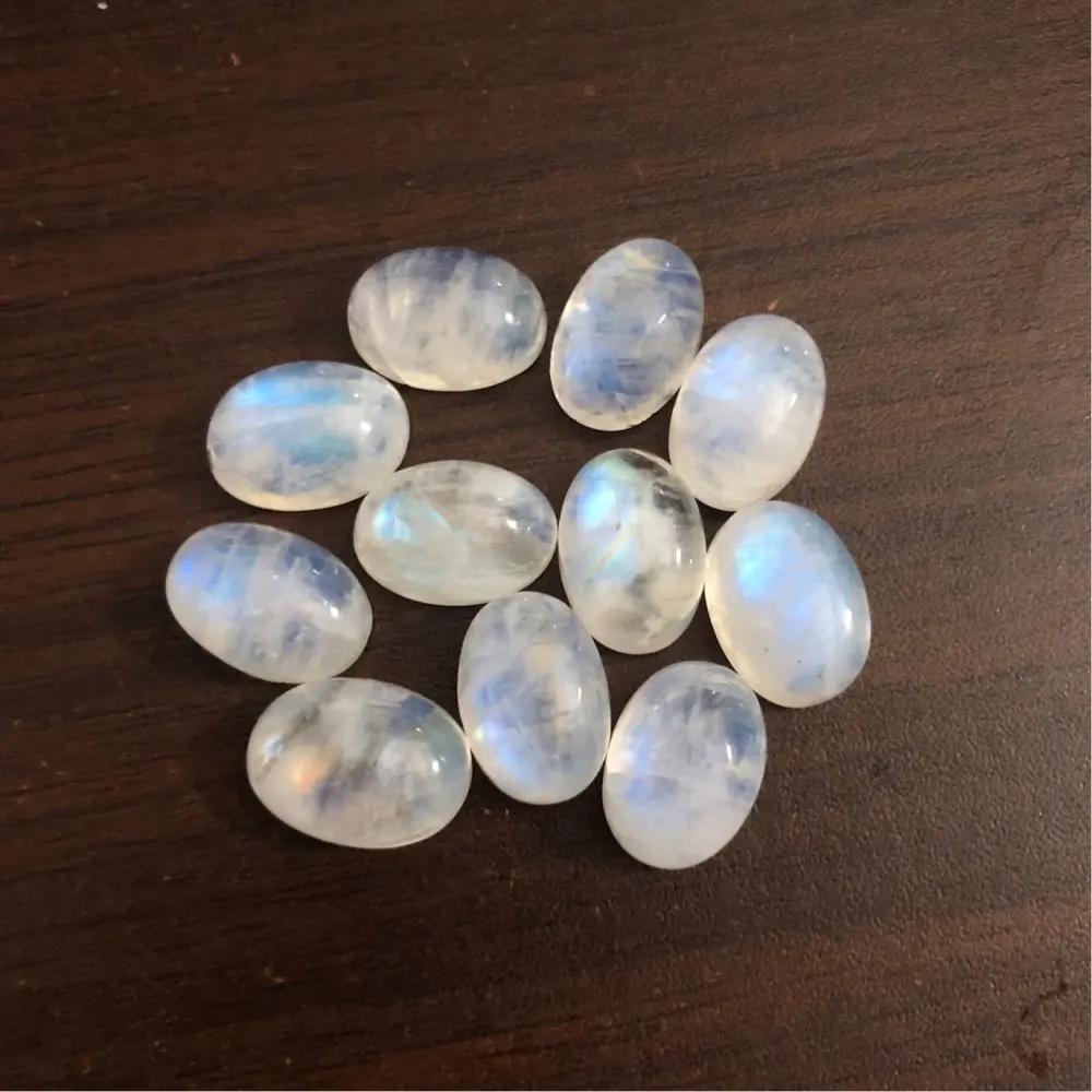 Wholesale 1pcs/pack Natural Rainbow Moonstone Bead Cabochon 7x9mm 8x10mm 10x14mm 12x16mm Oval Gem Stone Cabochon Ring Face